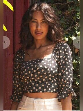 Whimsy+Row Eden Polka Dot Cropped Top